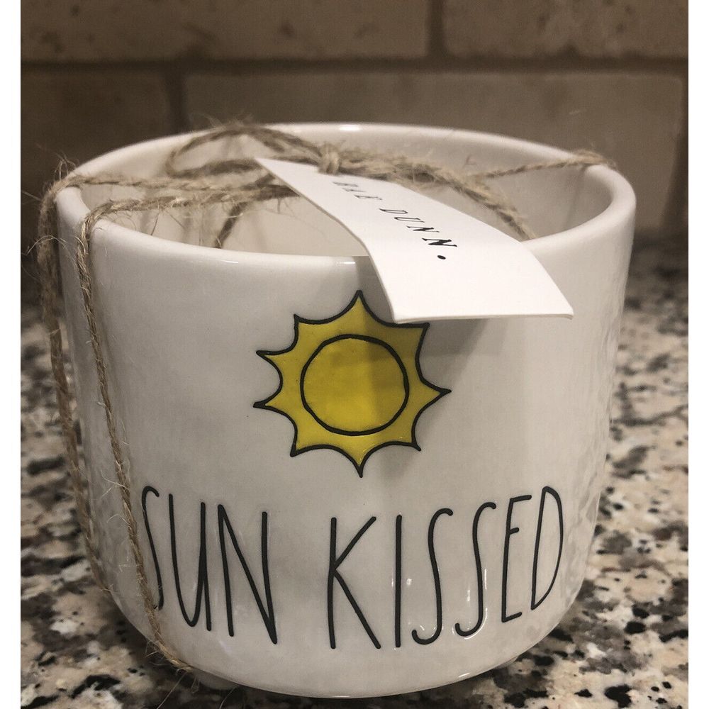 New Rae Dunn SUN KISSED Small Planter Ivory Yellow Ceramic Pot Planter